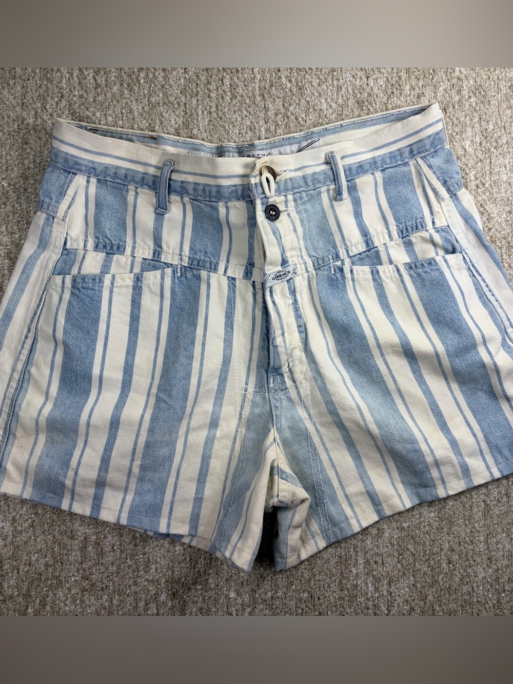 Marithe Francois Girbaud Blue & White Striped Women's Jean Shorts